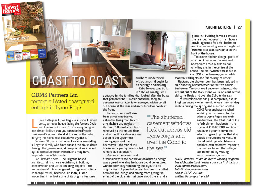 Latest Homes Magazine article featuring Lyme Cottage renovation project